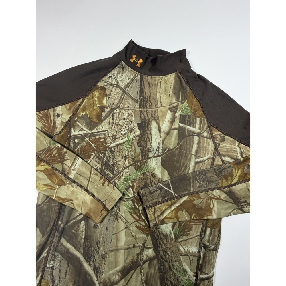 Under Armour Shirt Mens XL AP Realtree Camo Long Sleeve Mock Neck Compression